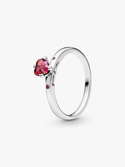 Sparkling Red Heart Ring Sterling silver