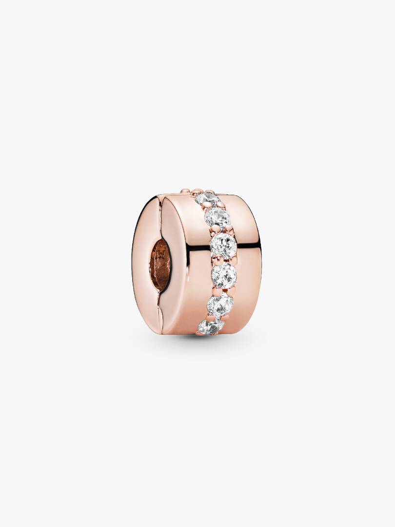 Sparkling Row Spacer Charm 14k rose gold plating