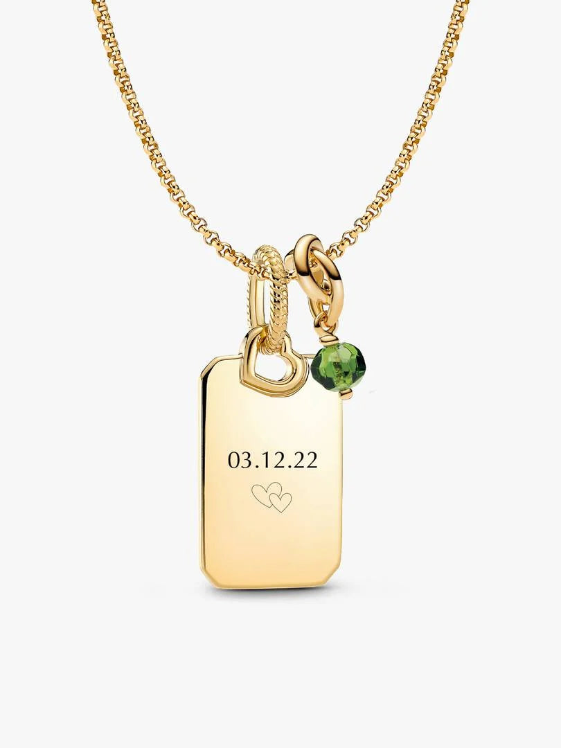 August Engravable Dangle Charm Necklace Set 3 Quantity