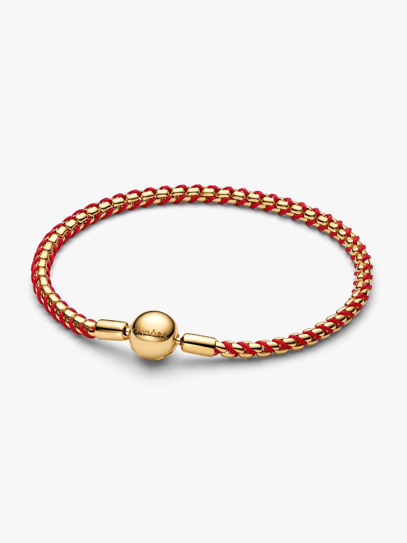 Red Cord Snake Chain Bracelet 14k gold plating
