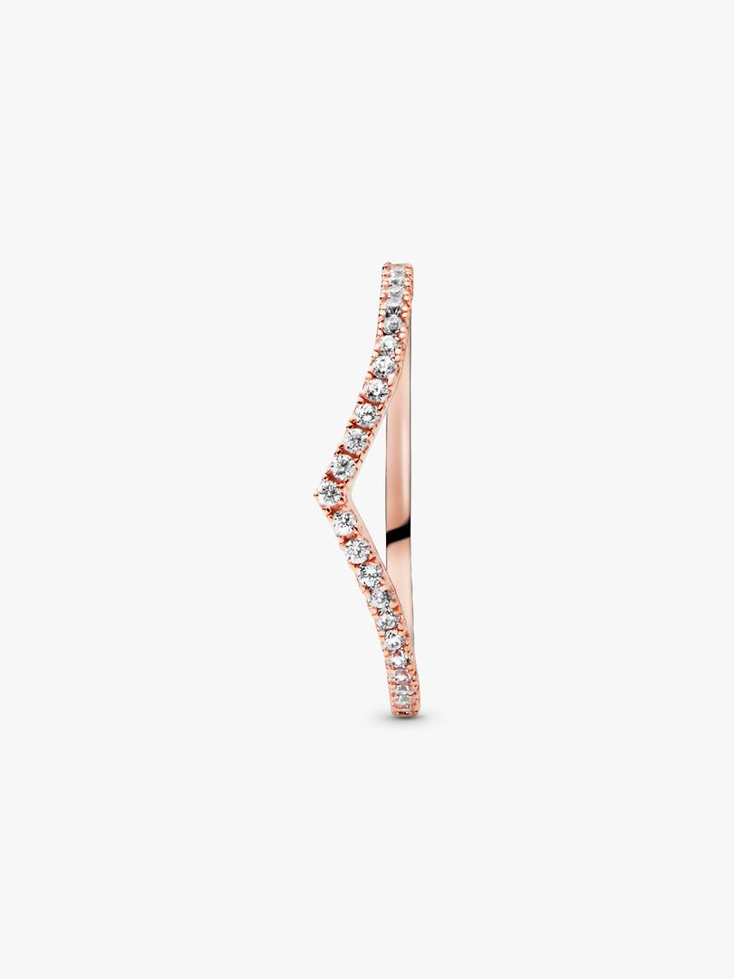 Sparkling Wishbone Ring 14k rose gold plating