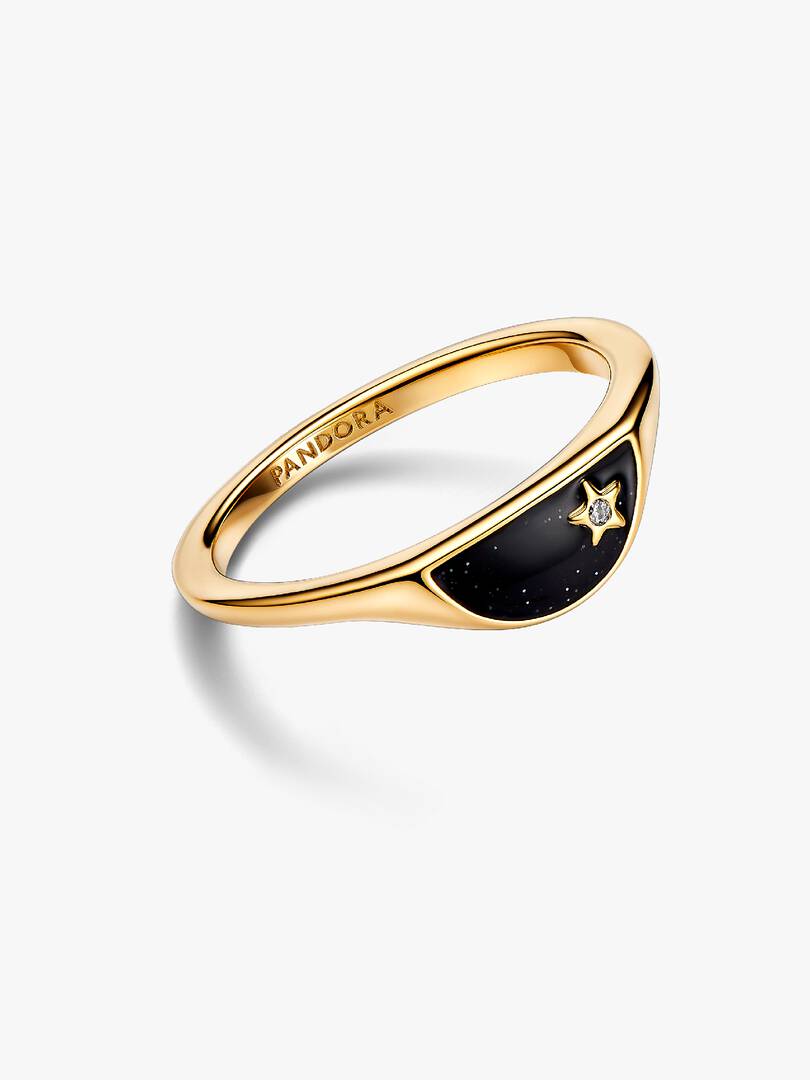 Pandora ME Halved Enamel Signet Ring 14k gold plating