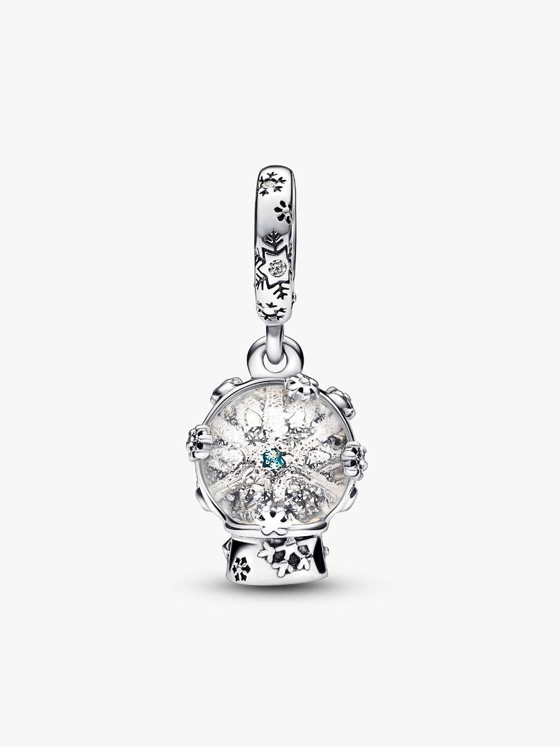 Snowflake Snow Globe Dangle Charm Sterling silver