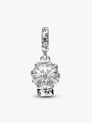 Snowflake Snow Globe Dangle Charm Sterling silver