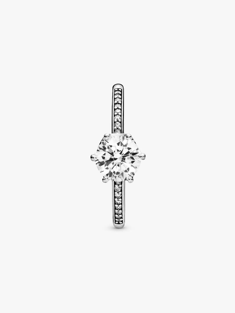 Clear Sparkling Crown Solitaire Ring Sterling silver