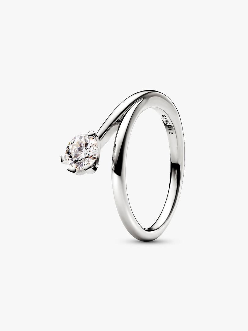 FINAL SALE - Pandora Nova 14k White Gold Lab-grown Diamond Asymmetric Ring 0.50 ct TW, 14k white gold