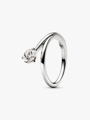FINAL SALE - Pandora Nova 14k White Gold Lab-grown Diamond Asymmetric Ring 0.50 ct TW, 14k white gold