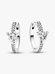 Sparkling Heart Hoop Earrings Sterling silver