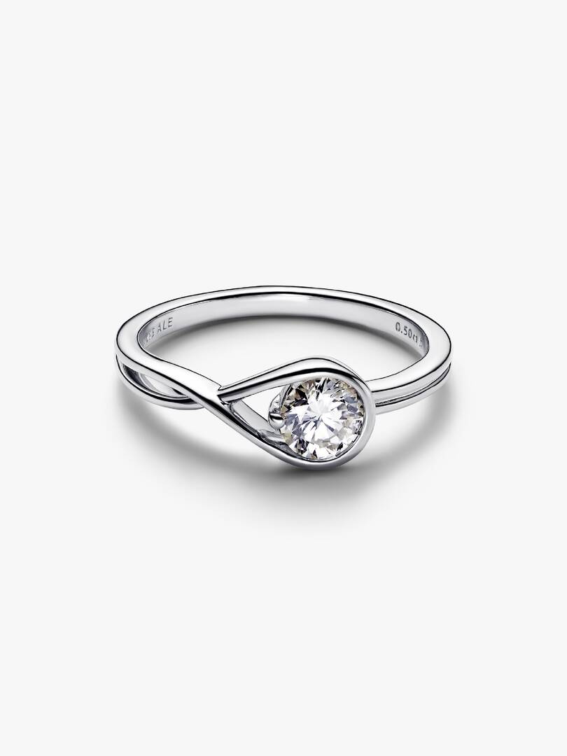 FINAL SALE - Pandora Infinite Sterling Silver Lab-grown Diamond Ring 0.50 ct TW, Sterling silver