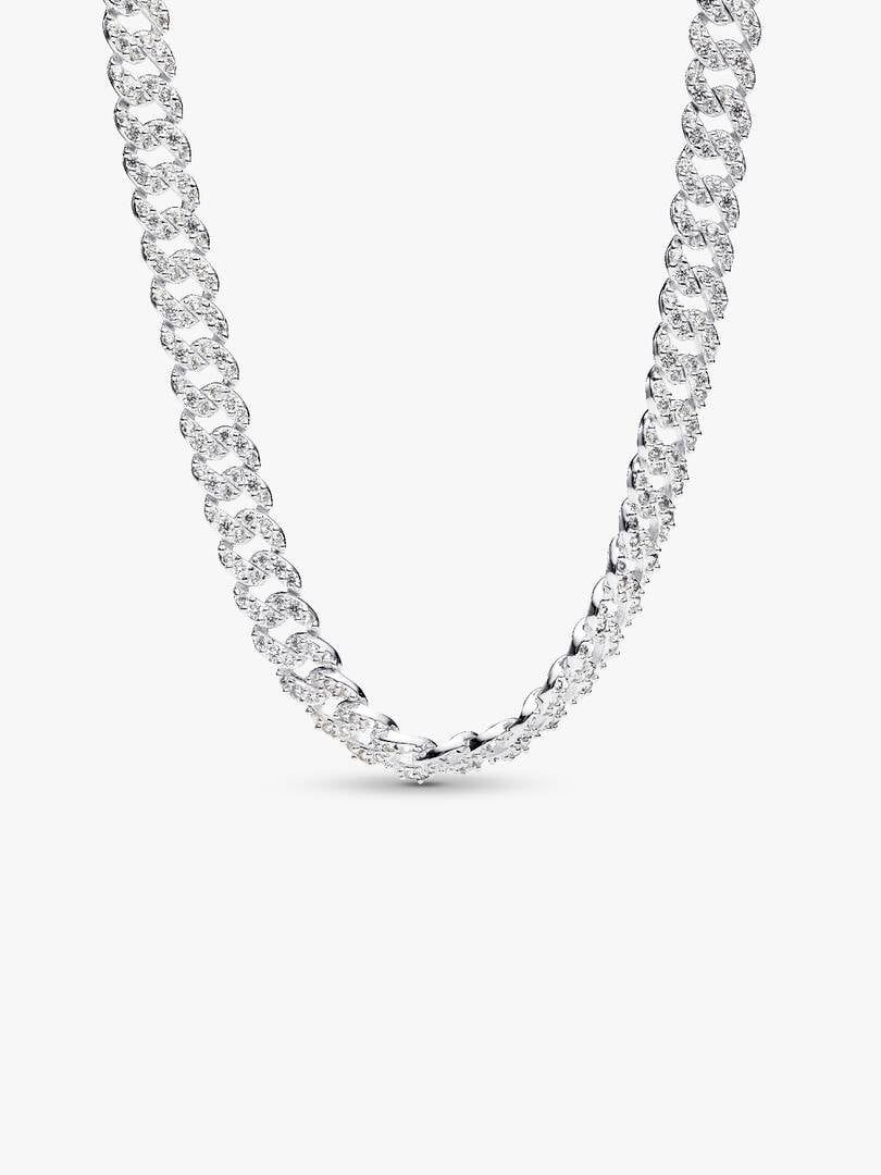 Pavé Cuban Chain Necklace Sterling silver