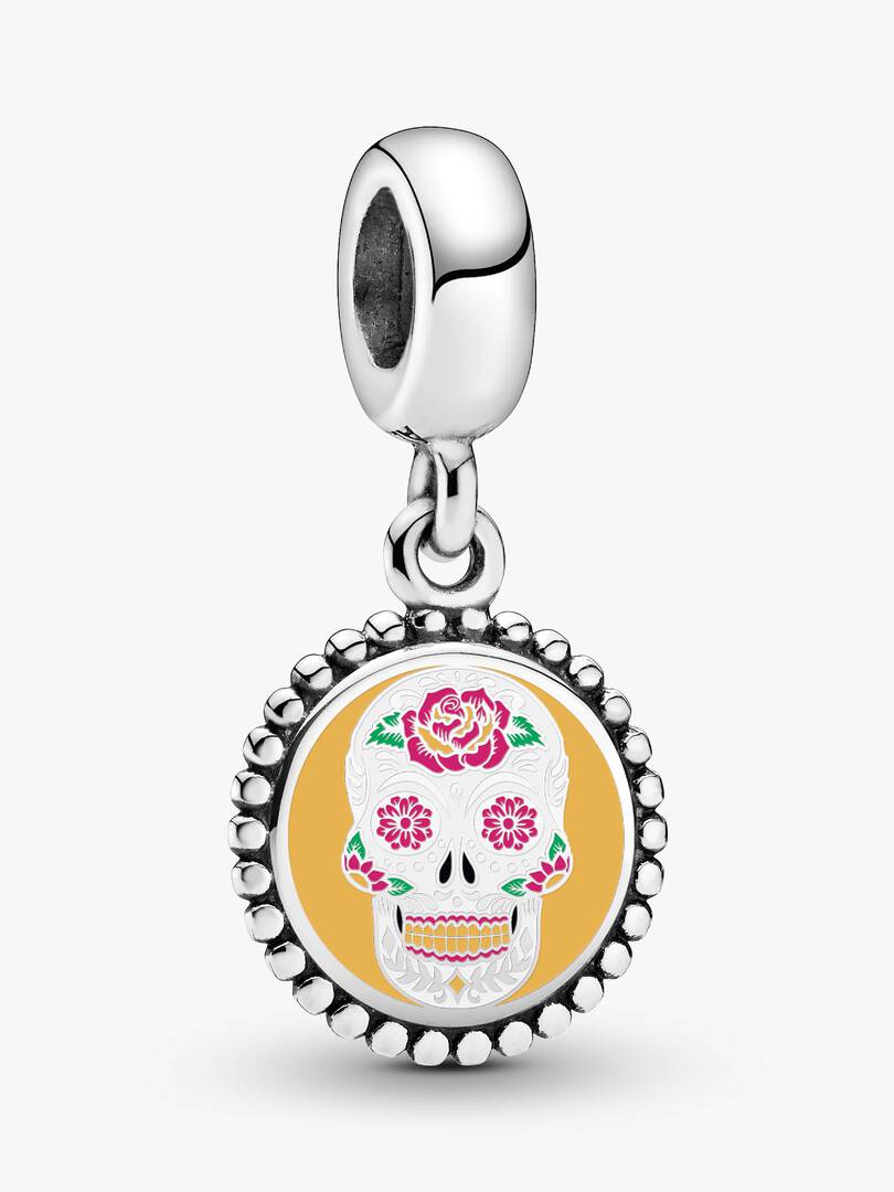 Sugar Skull Dangle Charm Sterling silver