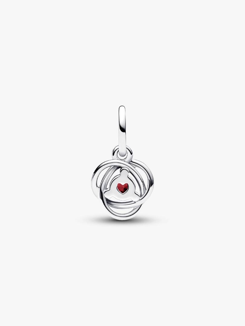 FINAL SALE - Red Eternity Circle Dangle Charm Sterling silver