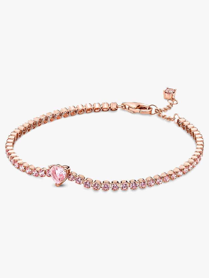 Sparkling Heart Tennis Bracelet 14k rose gold plating