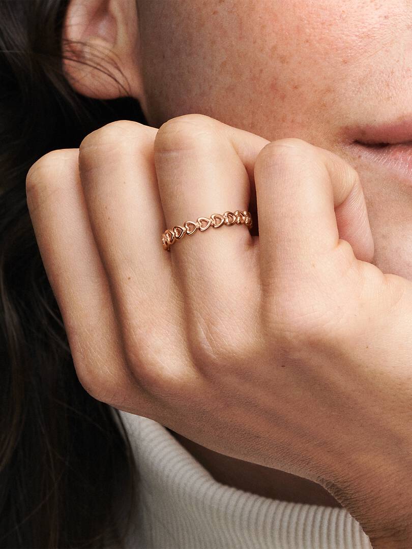Band of Hearts Ring 14k rose gold plating