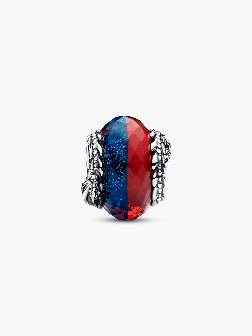 FINAL SALE - Game of Thrones Ice & Fire Dragons Dual Murano Glass Charm Sterling silver