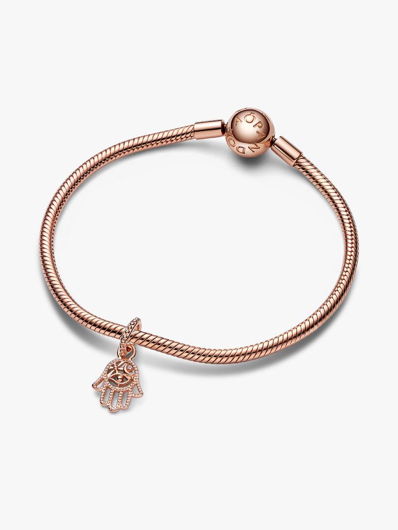 FINAL SALE - Protective Hamsa Hand Dangle Charm 14k rose gold plating