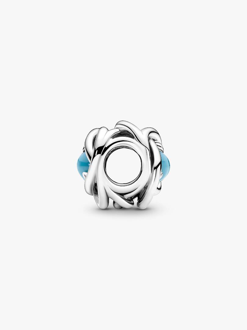 December Turquoise Blue Eternity Circle Charm Sterling silver