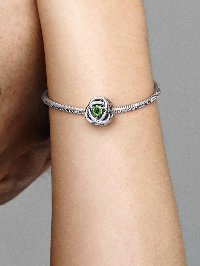 August Spring Green Eternity Circle Charm Sterling silver