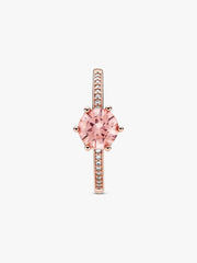 Pink Sparkling Crown Solitaire Ring 14k rose gold plating