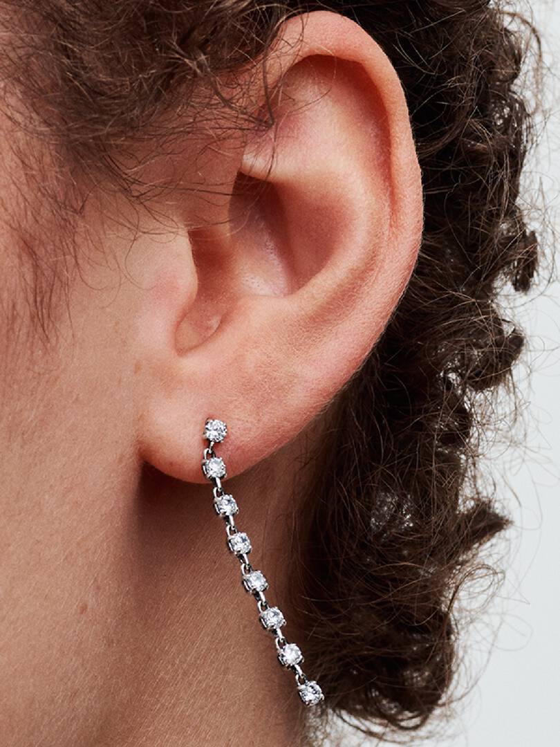 FINAL SALE - Sparkling Eight Stones Drop Earrings Sterling silver