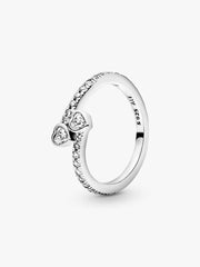 Two Sparkling Hearts Ring Sterling silver