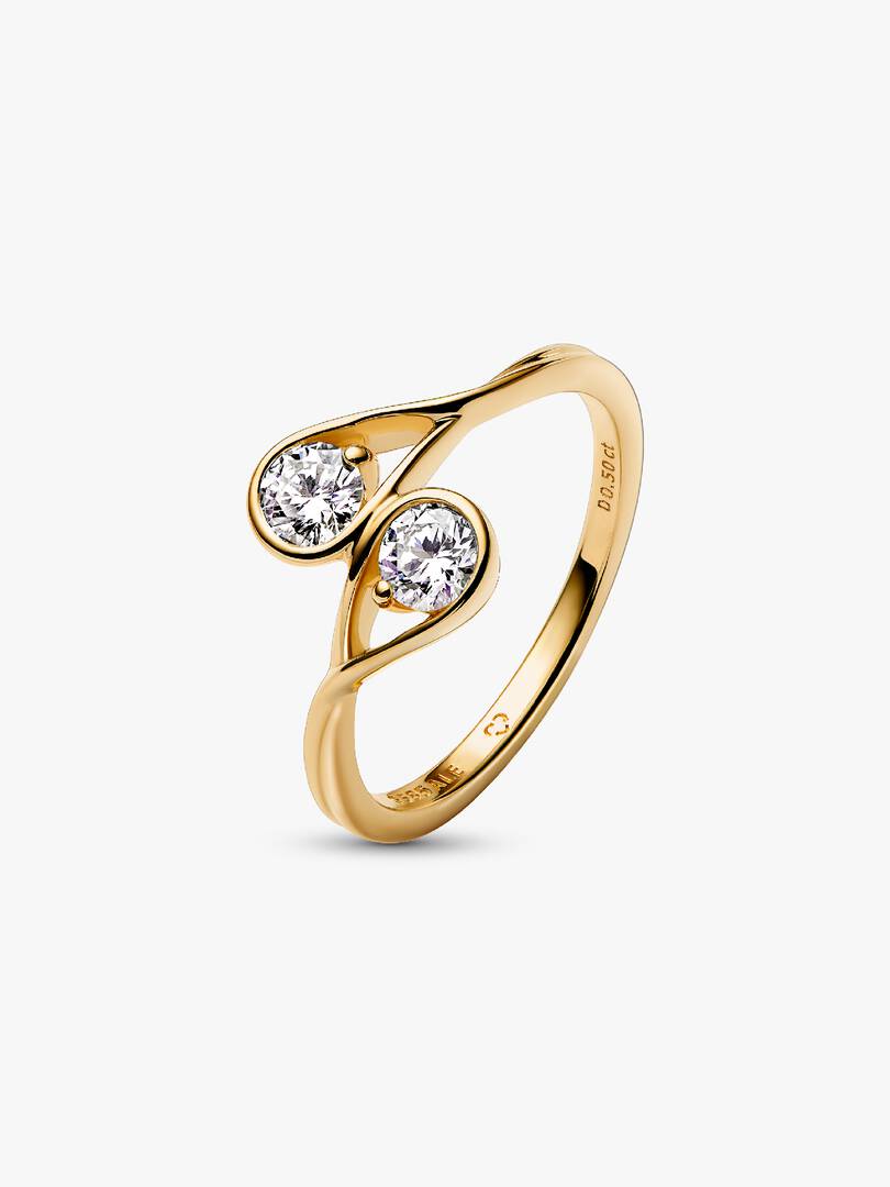 FINAL SALE - Pandora Infinite 14k Gold Double Lab-grown Diamond Ring 0.50 ct TW, 14k gold