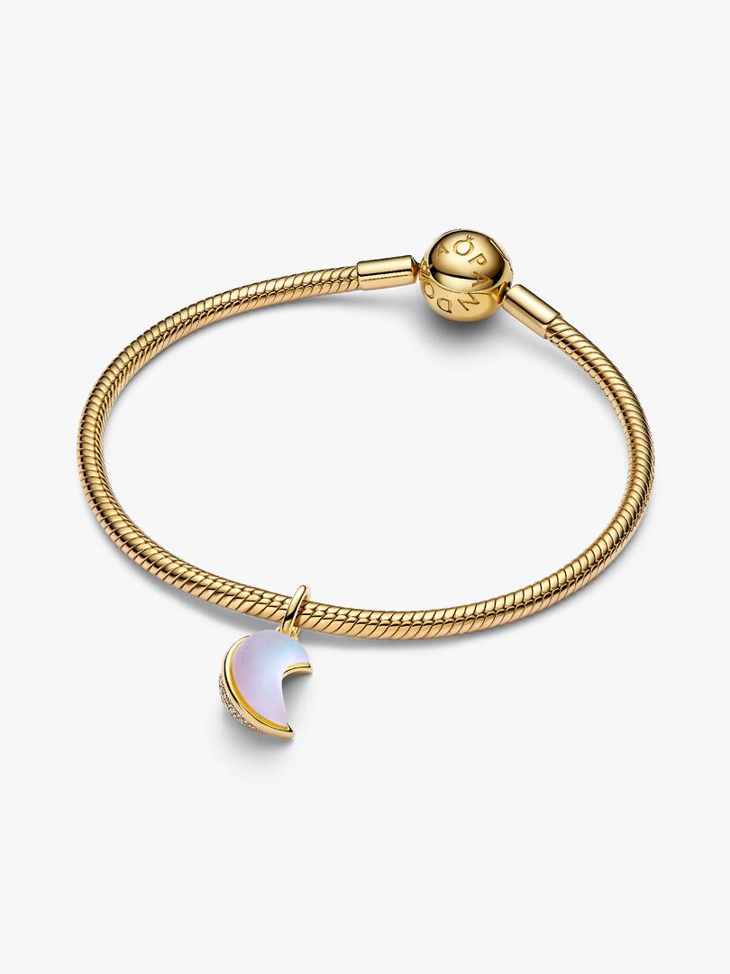 Sparkling Crescent Moon Dangle Charm 14k gold plating