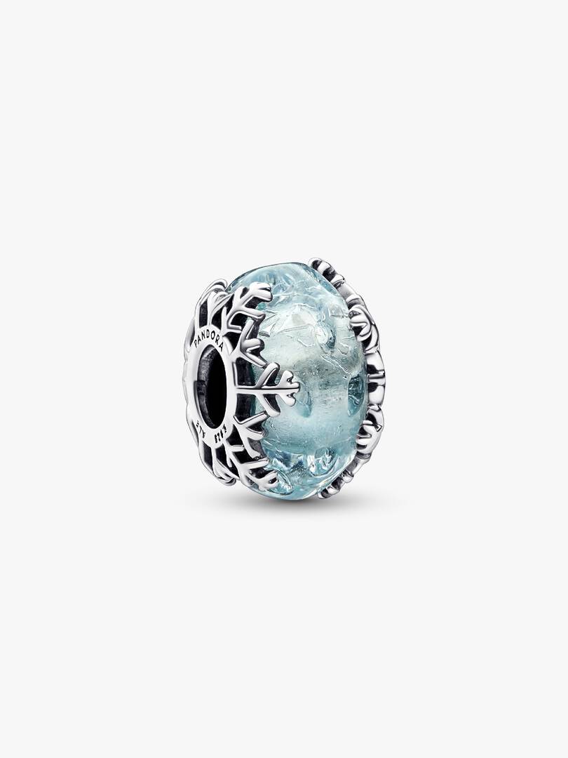 Winter Blue Snowflake Murano Charm Sterling silver