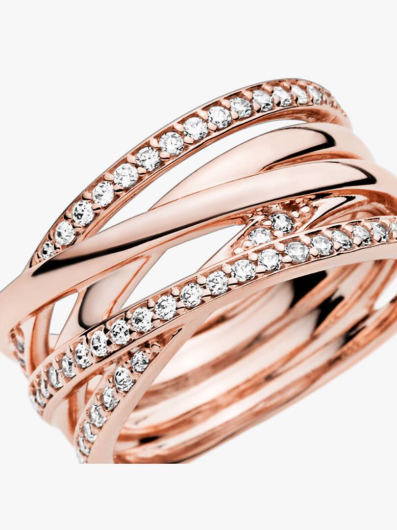 Sparkling & Polished Lines Ring 14k rose gold plating
