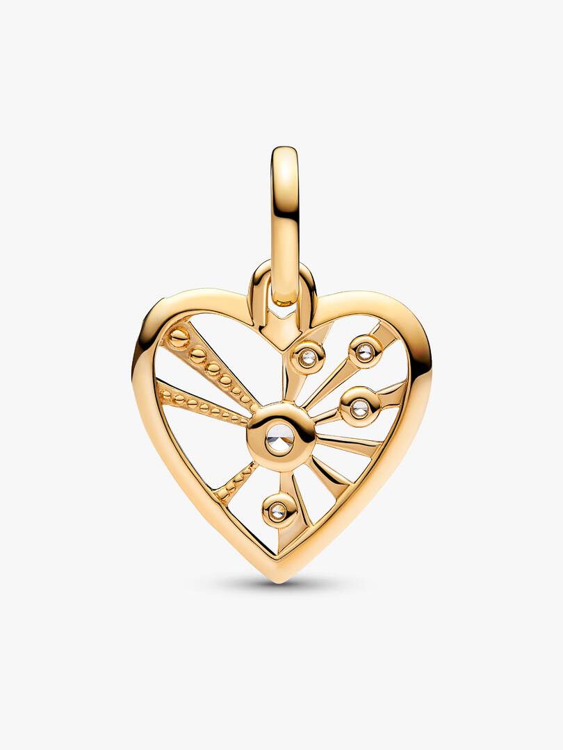 FINAL SALE - Heart & Rays Medallion Charm 14k gold plating