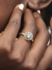 Sparkling Round Halo Ring 14k gold plating