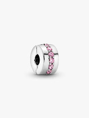 Pink Sparkling Row Clip Charm Sterling silver