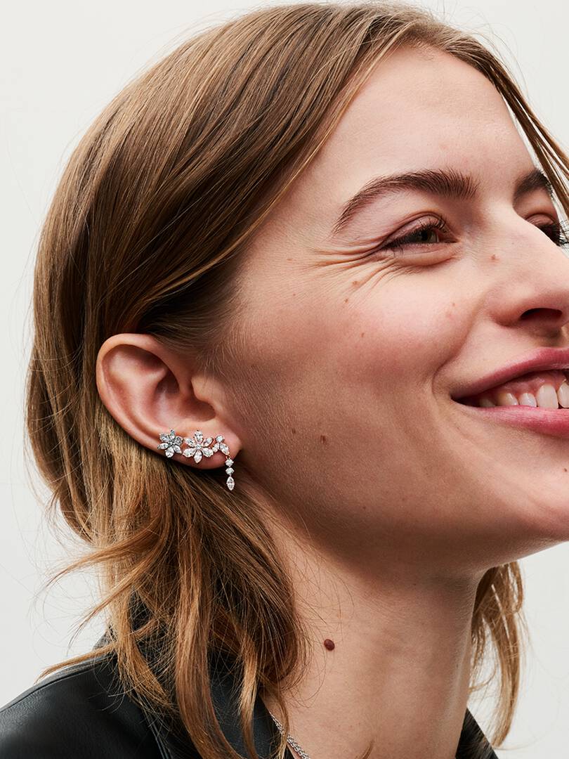 Sparkling Herbarium Cluster Stud Earrings Sterling silver