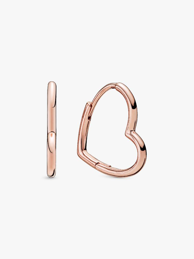 Asymmetrical Heart Hoop Earrings 14k rose gold plating