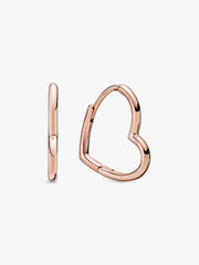 Asymmetrical Heart Hoop Earrings 14k rose gold plating
