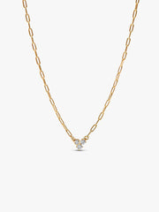 Pandora Era Lab-Grown Diamond Cluster Paperclip Chain Necklace 0.10 ct TW, 14k gold