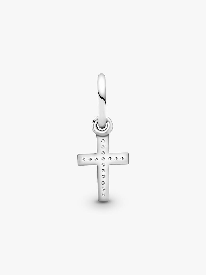 Sparkling Cross Dangle Charm Sterling silver