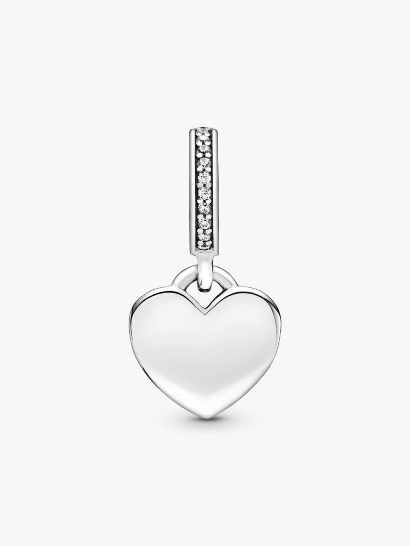 Engravable Heart Tag Dangle Charm Sterling silver