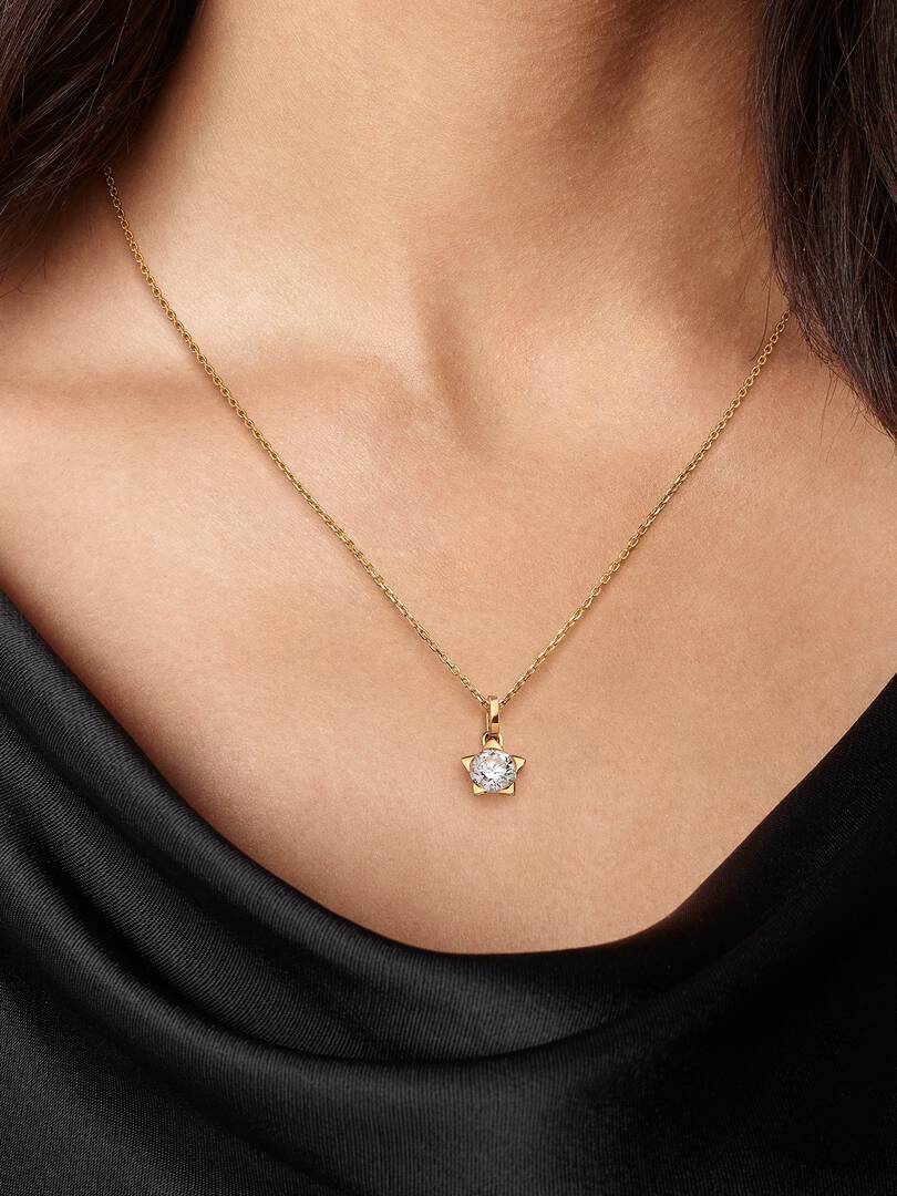 FINAL SALE - Pandora Talisman 14k Gold Lab-grown Diamond Star Pendant 0.75 ct TW, 14k gold