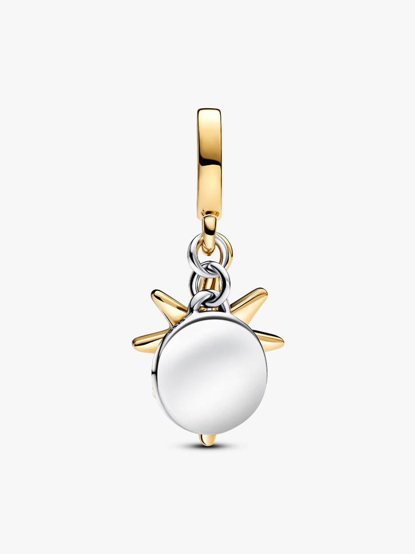 Engravable North Star Lab-grown Diamond Dangle Charm 0.009 ct TW, Sterling silver, 14k gold plating