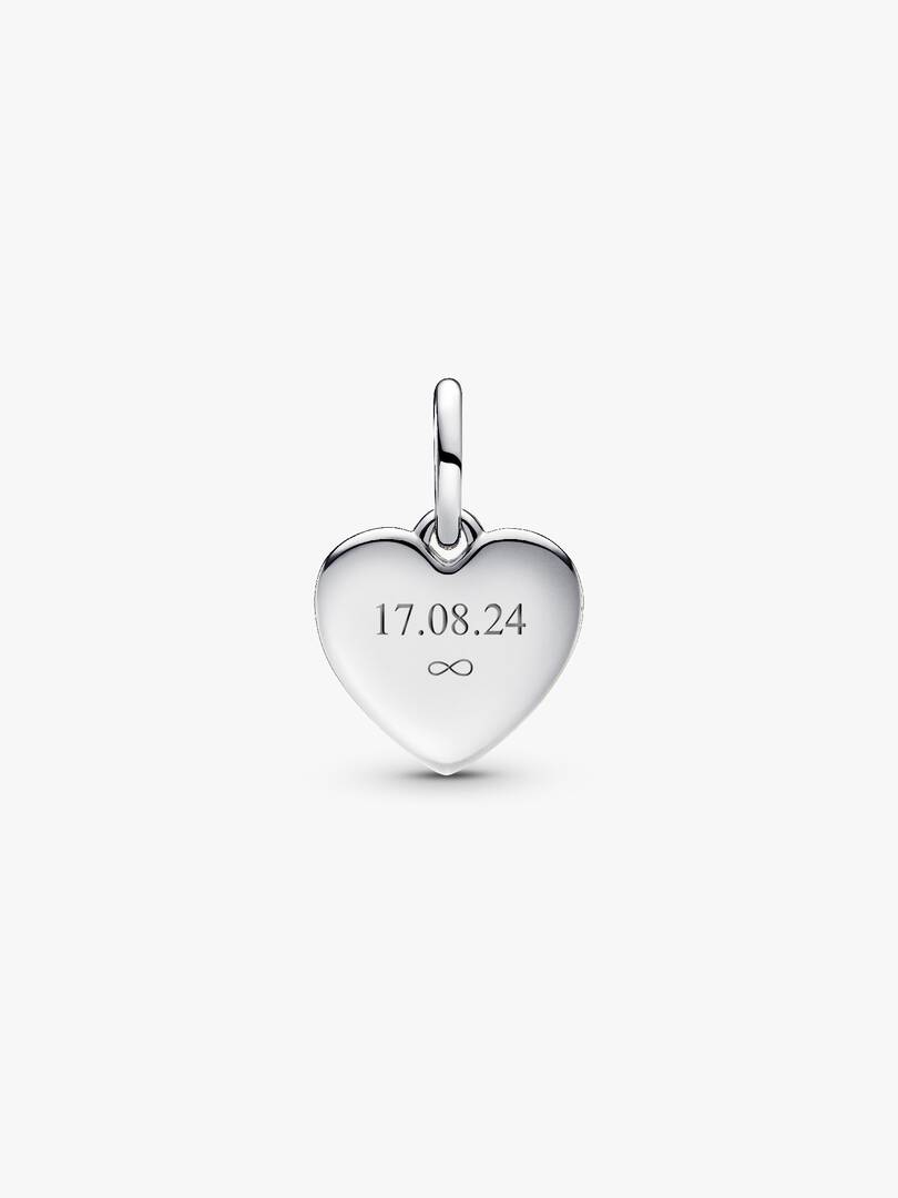 Engravable Love Heart Dangle Charm Sterling silver
