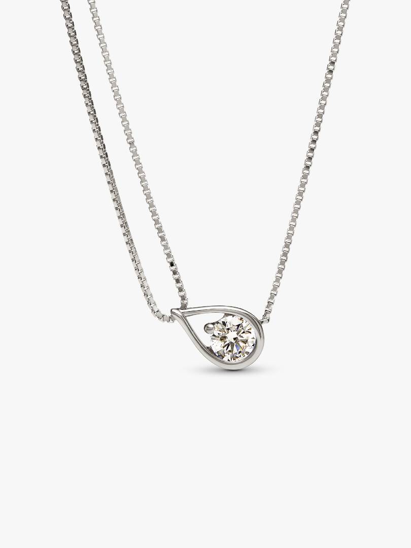FINAL SALE - Pandora Infinite 14k White Gold Lab-grown Diamond Double Chain Collier Necklace 0.75 ct TW, 14k white gold