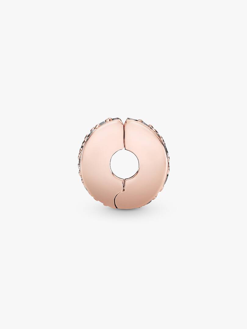 Clear Pavé Clip Charm 14k rose gold plating