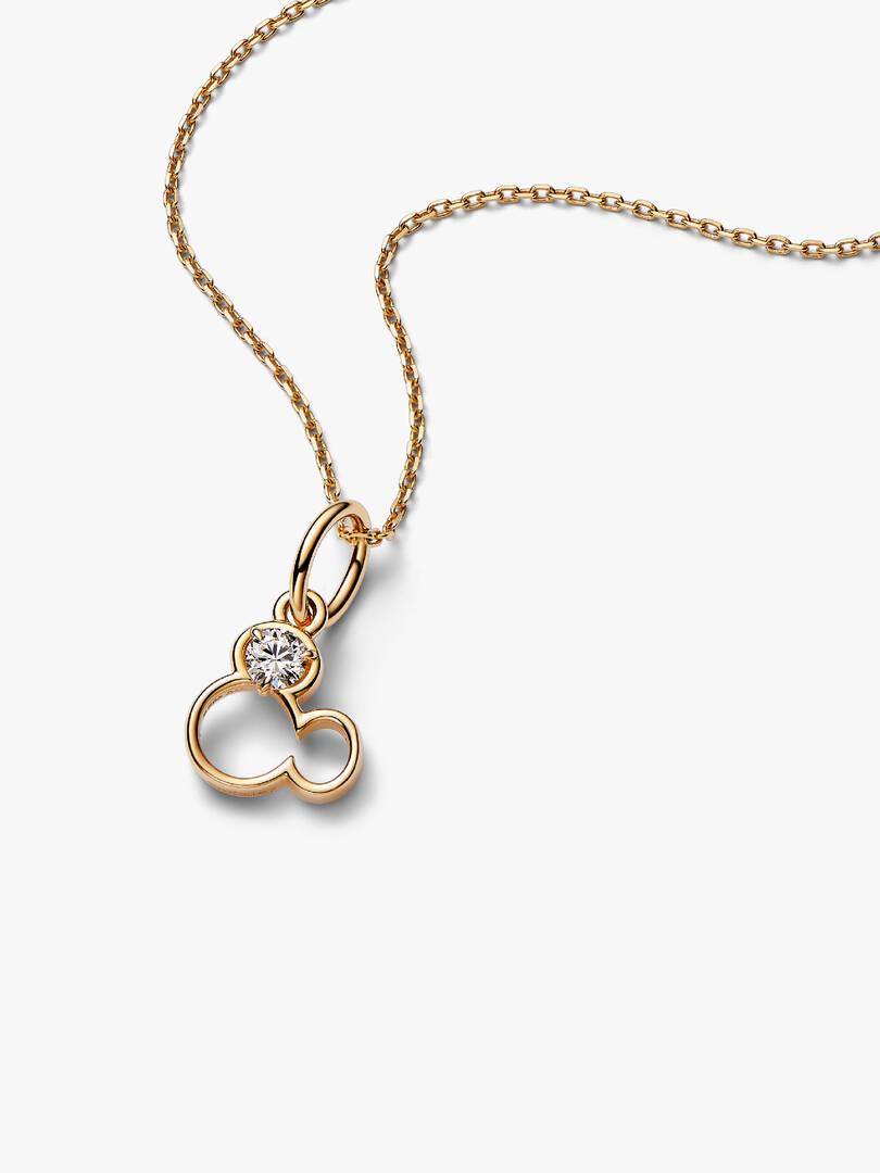 Disney Mickey Mouse Silhouette Lab-Grown Diamond Dangle Charm 0.15 ct TW, 14k gold