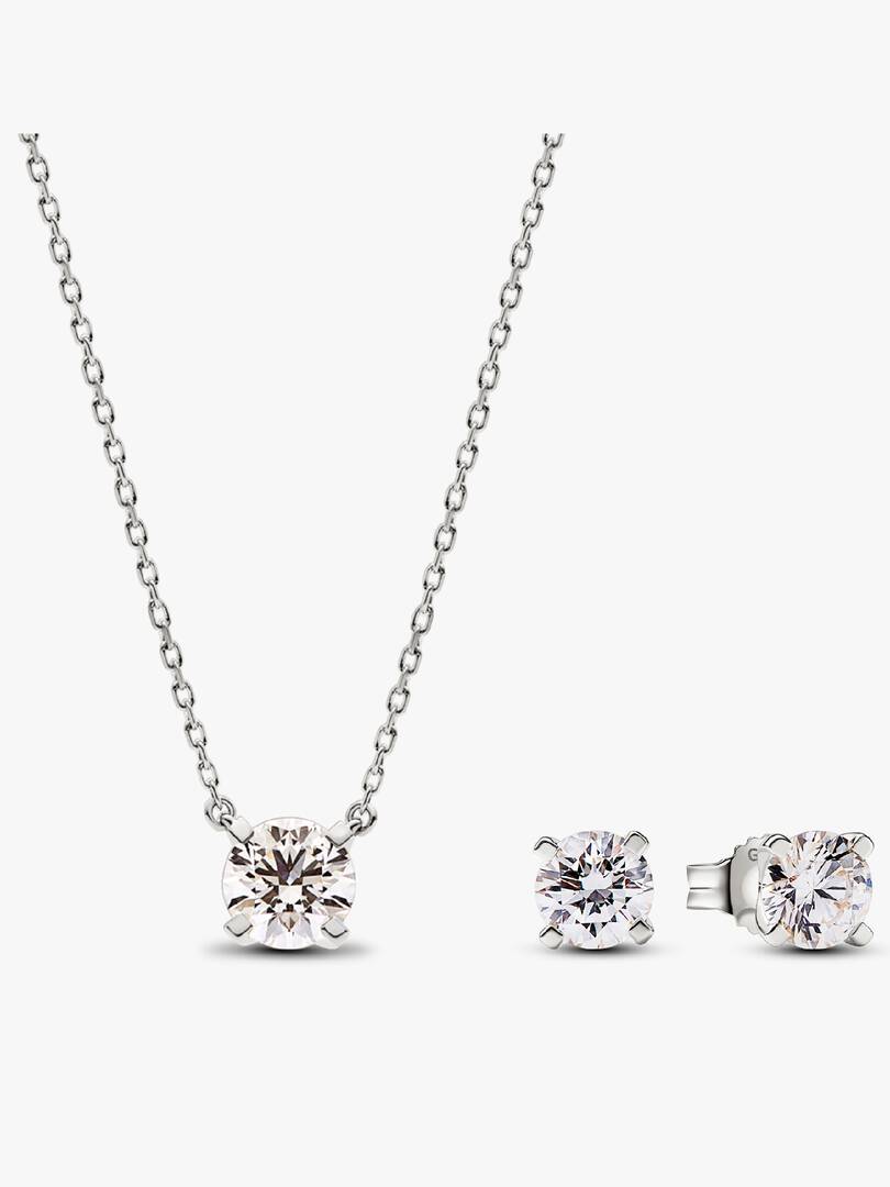 Pandora Era Lab-grown Diamond Pendant Necklace and Earring Set 2.00 carat tw 14k White Gold 2 Quantity