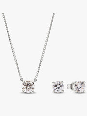 Pandora Era Lab-grown Diamond Pendant Necklace and Earring Set 2.00 carat tw 14k White Gold 2 Quantity