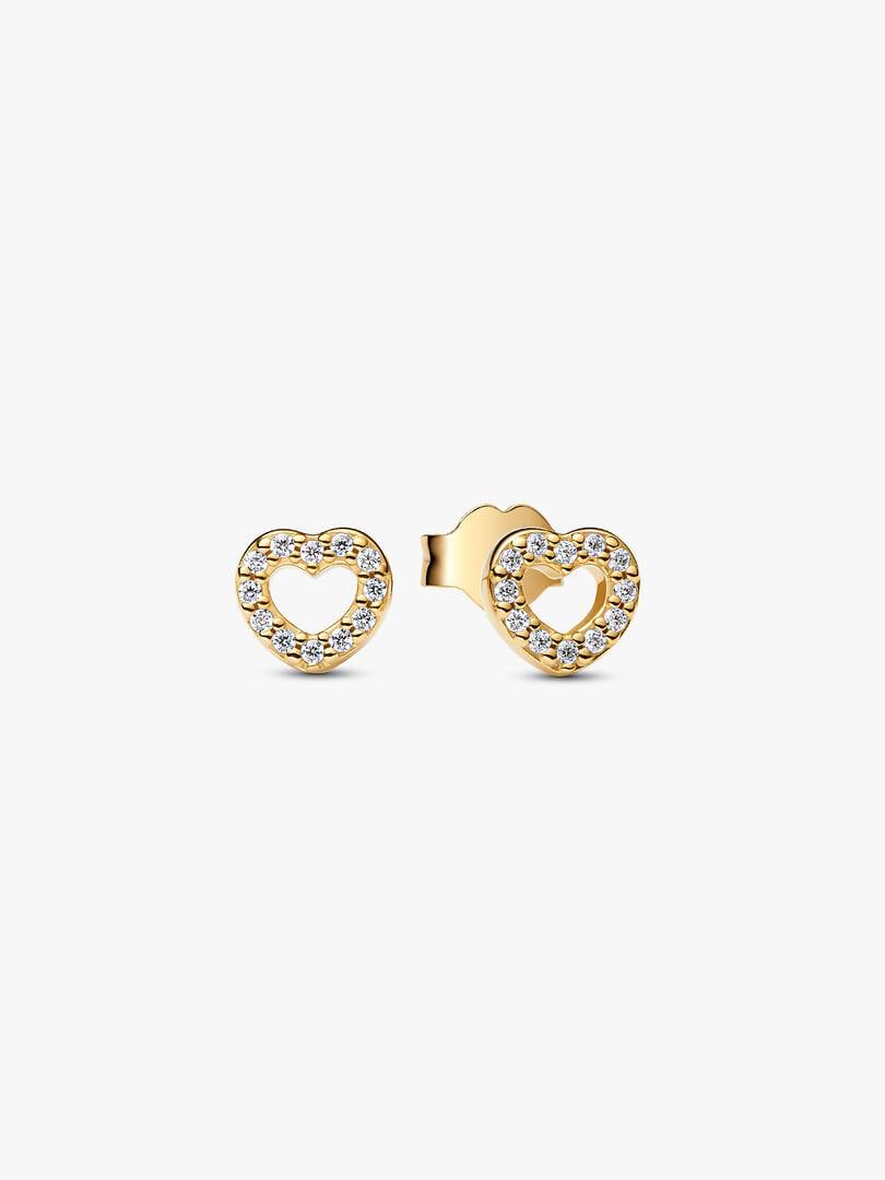 Open Heart Stud Earrings 14k gold plating