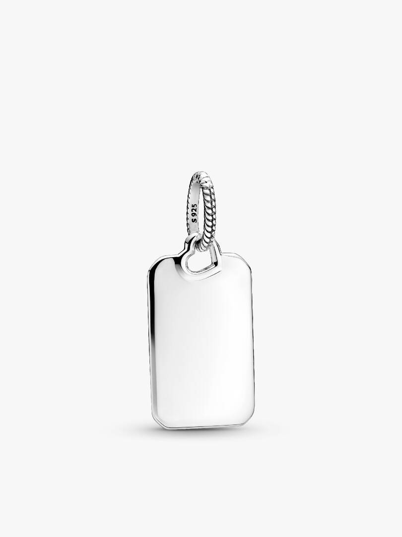 Engravable Rectangle Tag Pendant & Infinity Chain Necklace Set 2 Quantity