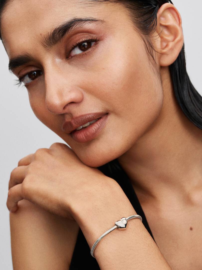 Engravable White Stone Heart Charm Sterling silver