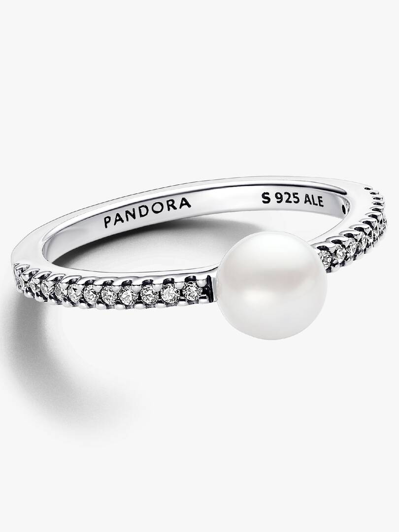 FINAL SALE - Treated Freshwater Cultured Pearl & Pavé Ring Sterling silver